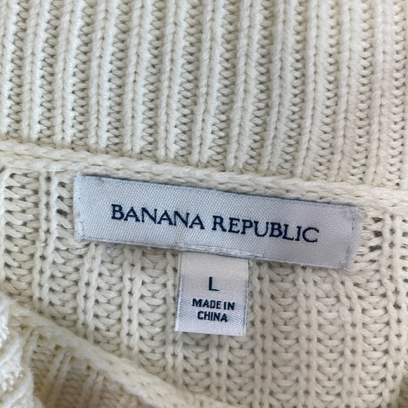 Banana Republic Cable Knit Mock-neck Sweater Cream Coastal Neutral Size Large - Picture 6 of 11